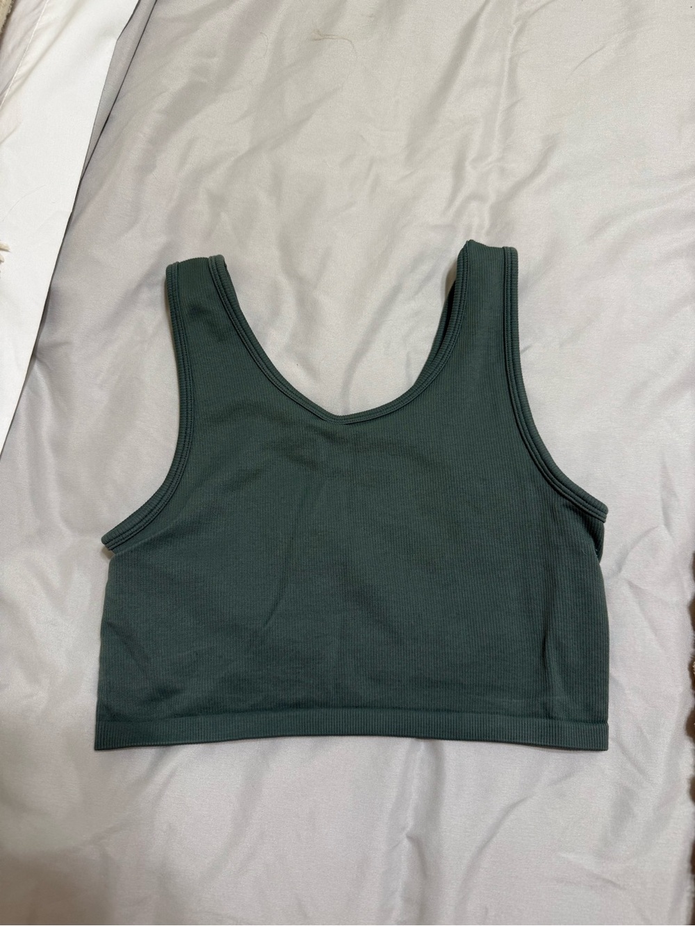 aerie Olive Green Ribbed Crop Tank